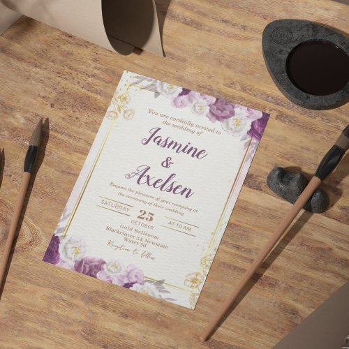 Floral Burgundy Editable Wedding Invitation