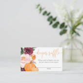 Floral burgundy fall pumpkins diaper raffle cards (Standing Front)