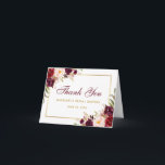 Floral Burgundy Gold Bridal Shower Thanks B Note Thank You Card<br><div class="desc">Watercolor Floral Burgundy Gold Bridal Shower Thank You Note Card - Burgundy and Gold Text</div>