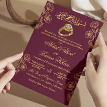 Floral Burgundy Gold Muslim Islamic Engagement