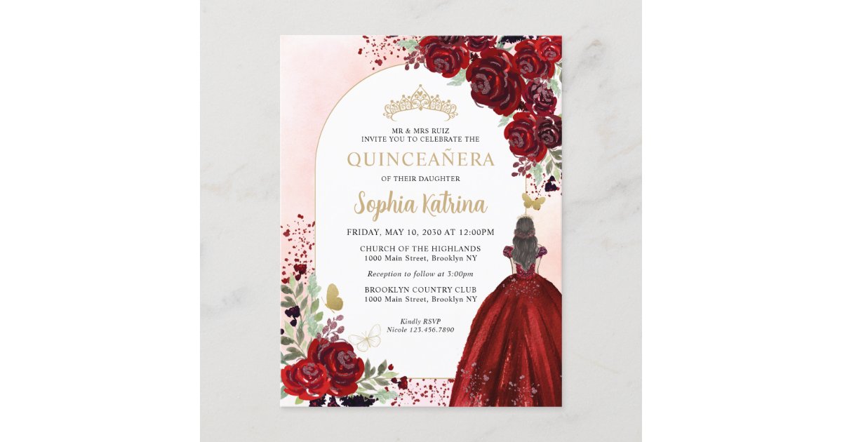 Quinceañera Purple Lilac Floral Princess Spanish Invitation