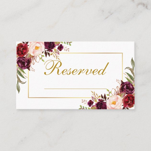 Navy Blue & Pink Subtle Floral Wedding Table Seating Name Place Cards 