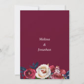 Floral Burgundy Marsala Merlot Wine Roses Wedding Invitation (Back)
