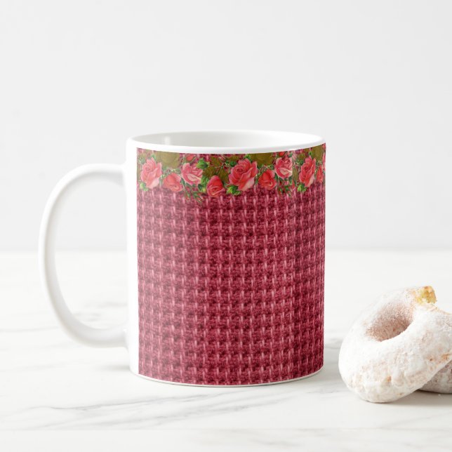 Floral Burgundy Mug (With Donut)