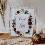 Floral Burgundy &amp; Navy Cards &amp; Gifts Sign at Zazzle