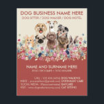 Floral Burgundy Pet Sitter Boarding Groomer Dogs Flyer<br><div class="desc">Floral Burgundy Pet Sitter Boarding Groomer Dogs</div>