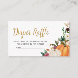Floral Burgundy Pumpkin Baby Shower Diaper Raffle Enclosure Card