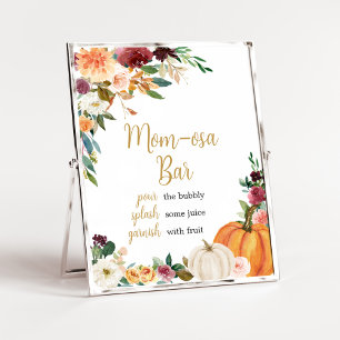 Floral Burgundy Pumpkin Baby Shower Mom Osa Bar Poster