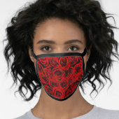 Floral Burgundy Red and Black Rose Flowers Pattern Face Mask (Worn Her)