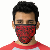 Floral Burgundy Red and Black Rose Flowers Pattern Face Mask (Worn Him)