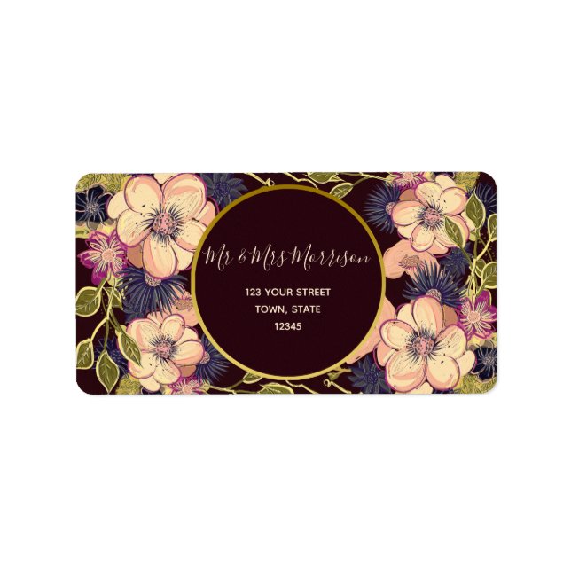 Floral Burgundy Return Address Label (Front)