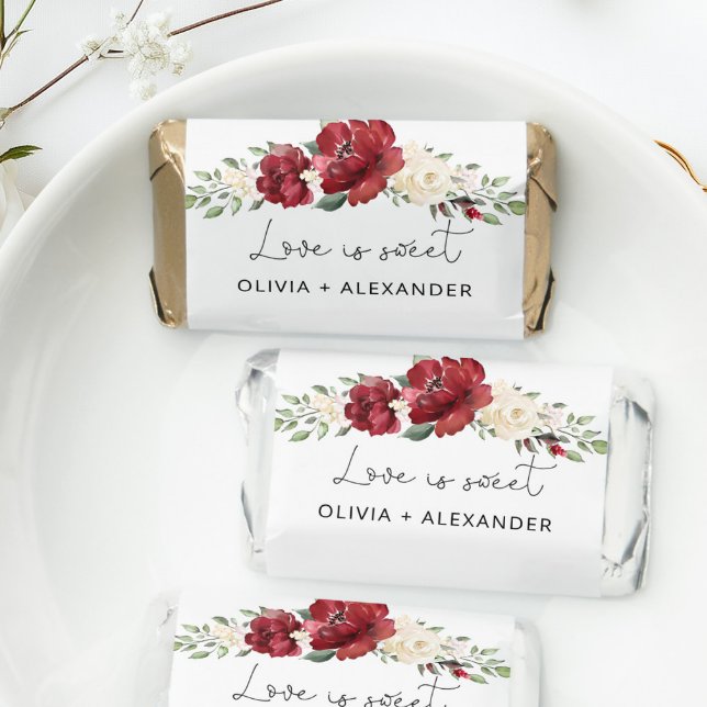 Floral burgundy wedding shower hershey's miniatures (Creator Uploaded)