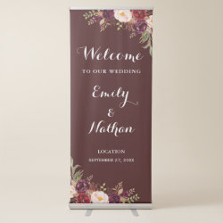Floral Burgundy Wedding Welcome Sign