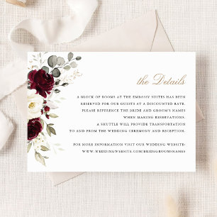 Floral Burgundy White Greenery Details Insert Invitation
