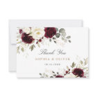 Floral Burgundy White Greenery Thank You Card