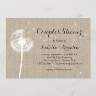 Floral Burlap Couple's Shower Invitation