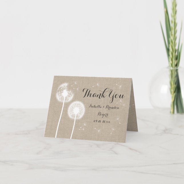 Floral Burlap Thank You Card (Front)