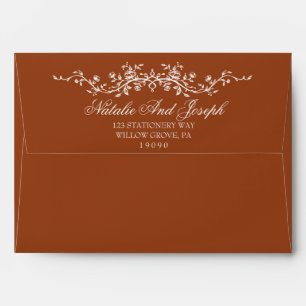 Floral Burnt Orange Terracotta Boho Wedding Envelope