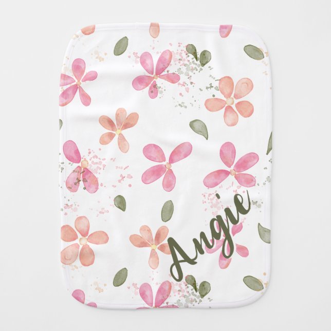 Floral Burp Cloth | Watercolor Flowers Pattern (Front)