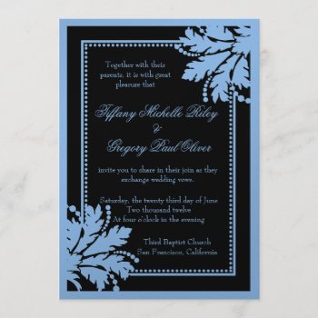Floral Burst Wedding Invite Metallic [blue] by TreasureTheMoments at Zazzle