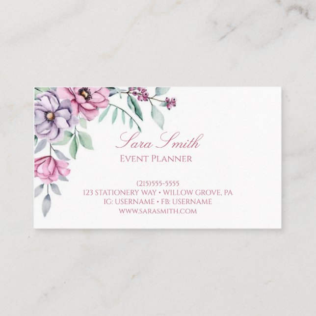 floral Business Card (Back)