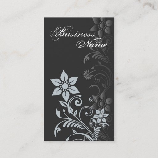 Customizable Floral Business Card (Blue Grey)