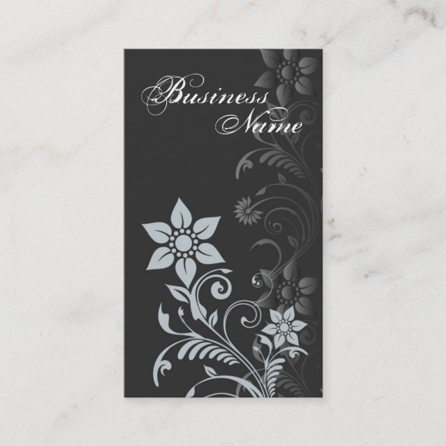 Floral Business Card (Blue Grey) (Front)