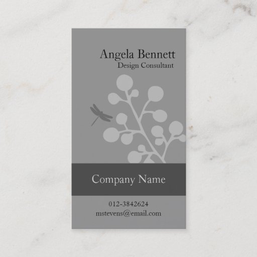 Customizable Floral Business Card Dragonfly Blossom