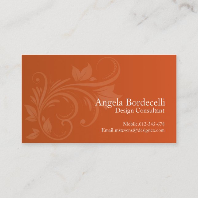 Floral Business Card Floral Swirl 1 (Front)
