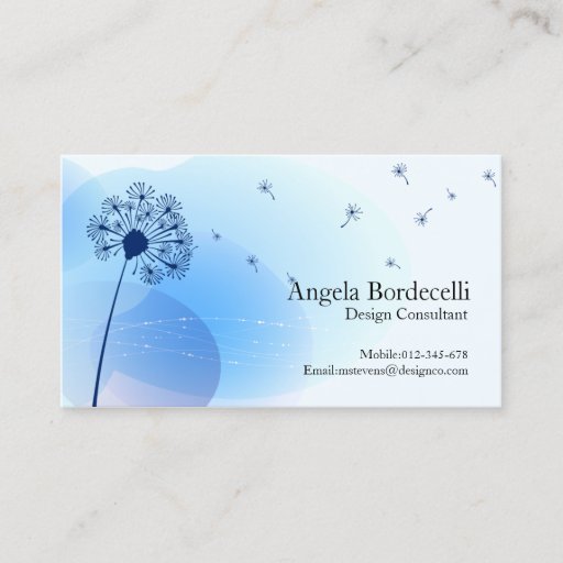 Customizable Floral Business Card Gentle Dandelion