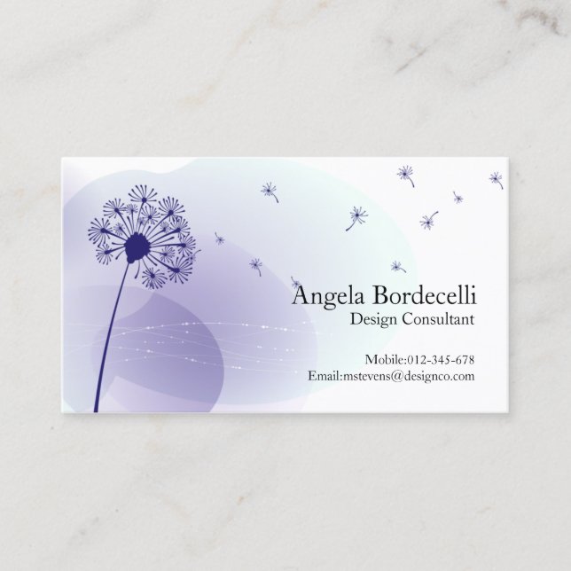 Floral Business Card Gentle Dandelion (Front)