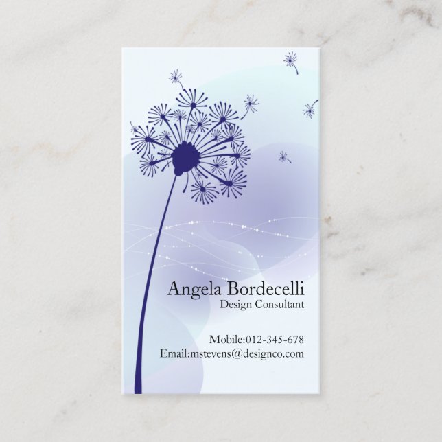 Floral Business Card Gentle Dandelion (Front)