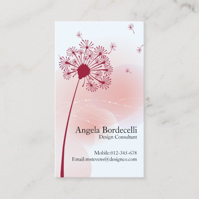 Floral Business Card Gentle Dandelion (Front)