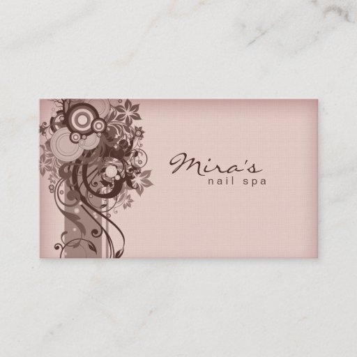 Customizable Floral Business Card Linen Brown Pink