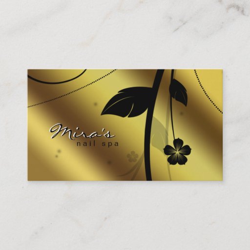 Customizable Floral Business Card Metallic Gold Satin