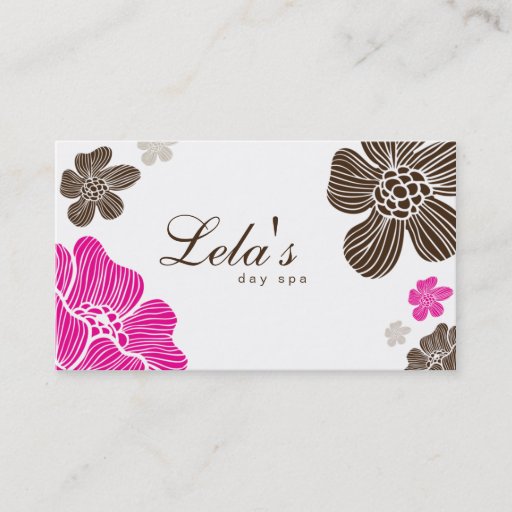 Customizable Floral Business Card Salon Spa Pink Brown Tropical