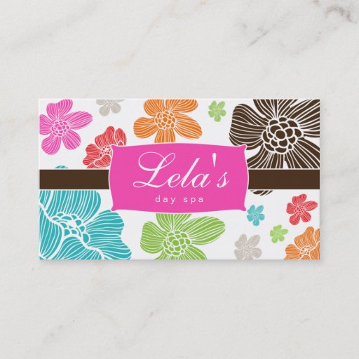 Customizable Floral Business Card Salon Spa Tropical Hot Pink
