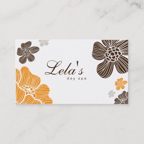Floral Business Card Salon Spa Tropical Org Brown