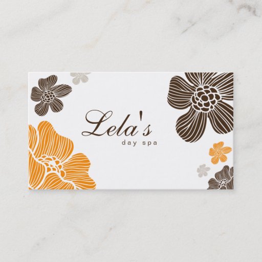 Customizable Floral Business Card Salon Spa Tropical Org Brown