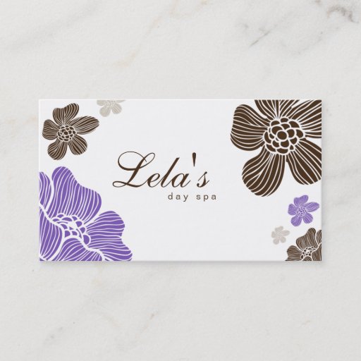 Customizable Floral Business Card Salon Spa Tropical Purp Brown
