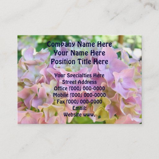 Customizable Floral Business Cards Custom Pink Hydrangea