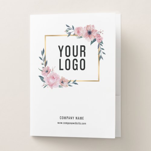 Floral Business Folders with Logo and Card Slot
