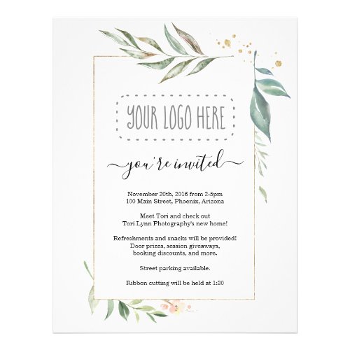 Floral Business Invitation Flyer - Add Logo - Communicate your business's brand with a lovely floral backdrop on a flyer format.

Upload your logo into the design and then customize the wording for your event!