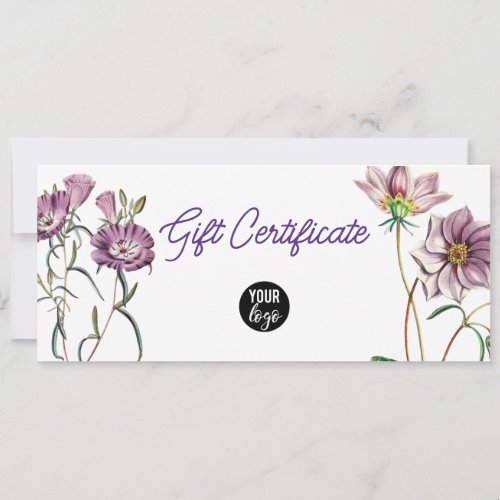 Floral Business Logo QR Code Gift Certificate