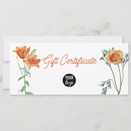 Floral Business Logo QR Code Gift Certificate