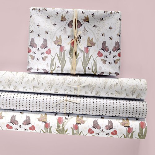 Floral Butterflies And Bees Decoupage Wrapping Paper Sheets