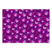 Floral butterflies and hearts purple pink card (Front Horizontal)