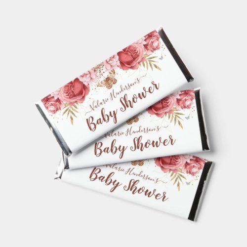 Floral Butterflies Baby Shower Party Thank You Hershey Bar Favors