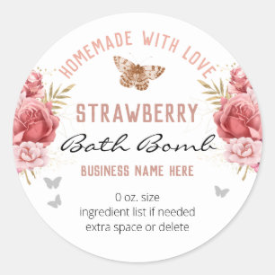 Floral Butterflies Custom Business Bath Bomb Classic Round Sticker
