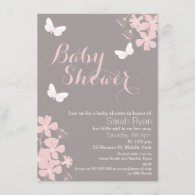 Floral Butterflies Girls Baby Shower Invitation